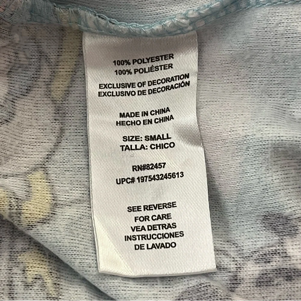 Disney 100 Pajama Top Button Front Christmas Cartoon Print Blue S - Picture 6 of 6